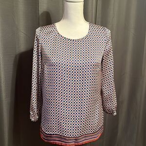 MERONA Blue and Red 3/4 Sleeved Blouse.  SIze S/P